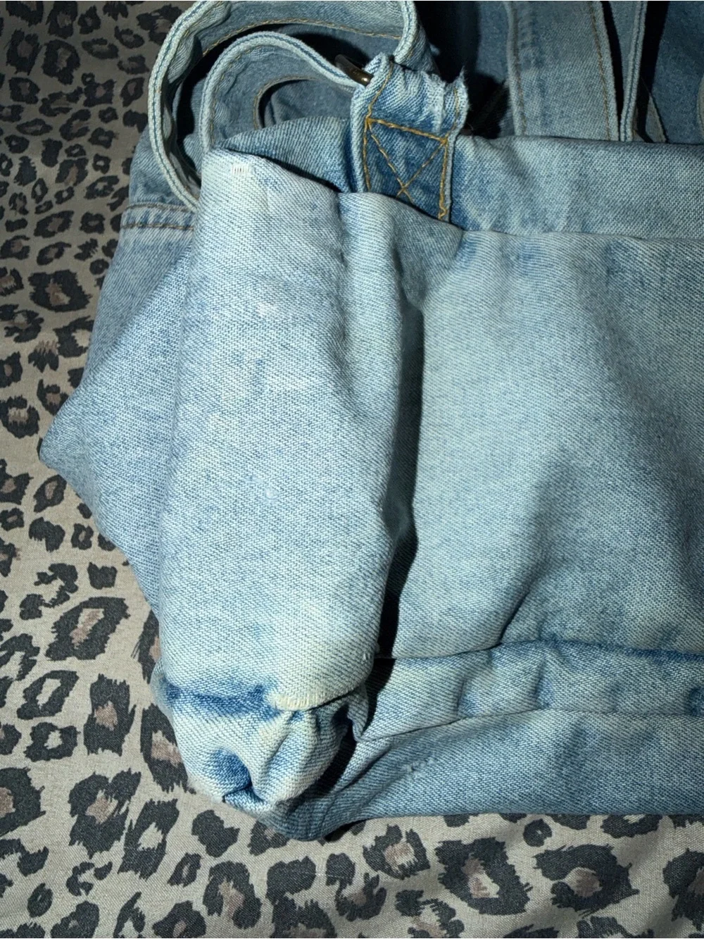 Disney Light Blue Denim Backpack with Mickey, Donald, Goofy & Pluto Patch